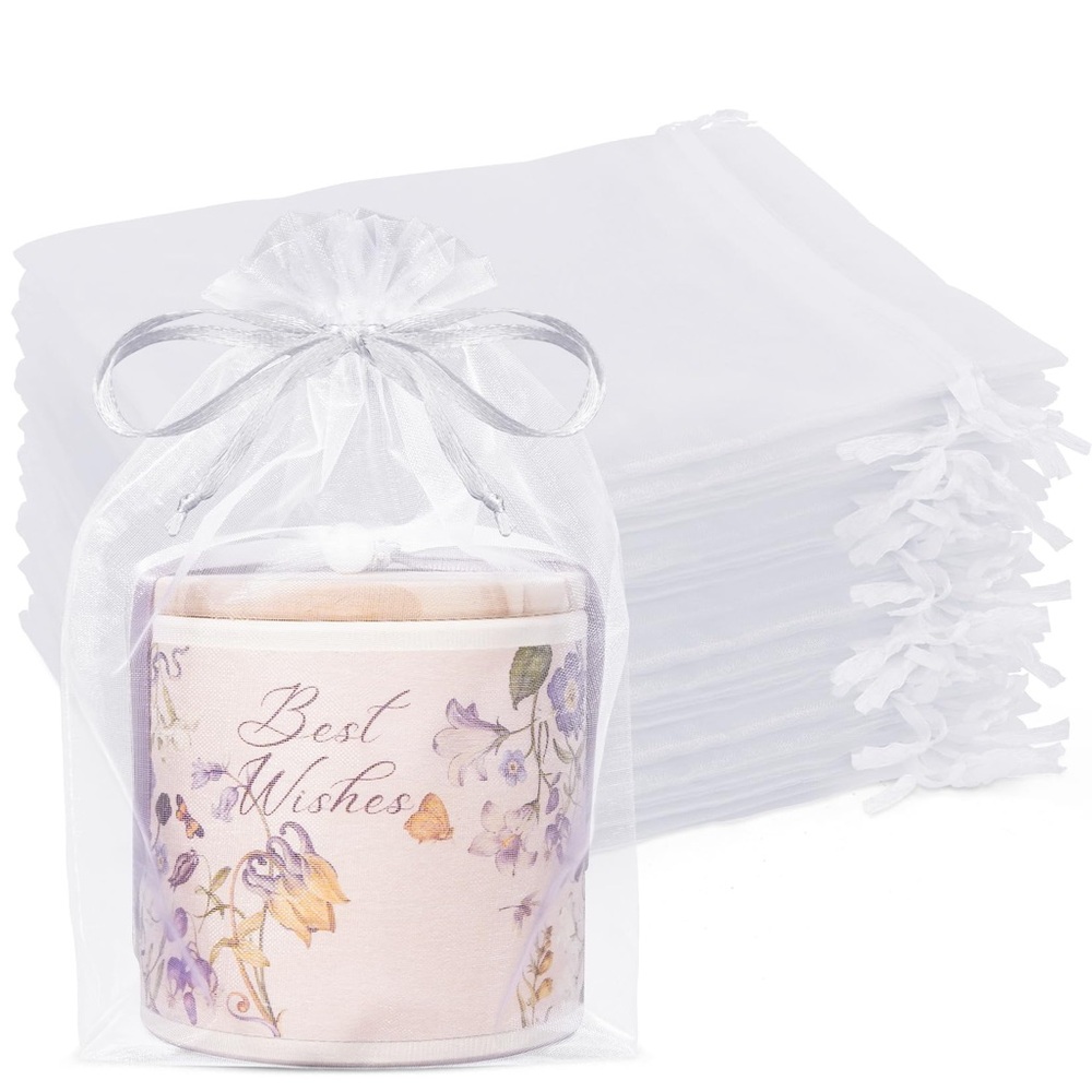 White Organza Favor Bags, 6” x 9” - 15pcs - New